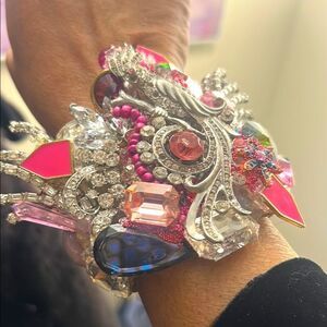 Wendy Gell Elegant Pink and Silver Statement Wristie
